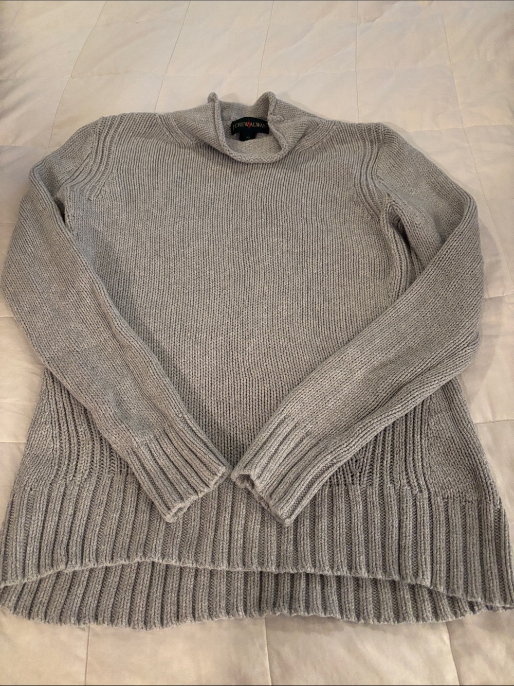 J. Crew Light Gray Turtleneck Ribbed Hem Sweater